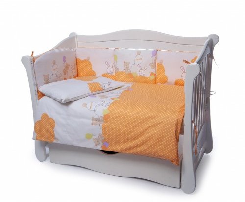 

Постельный комплект 4 эл. Twins Comfort New бампер подушки 4052-C-121, Горошки, оранжевый