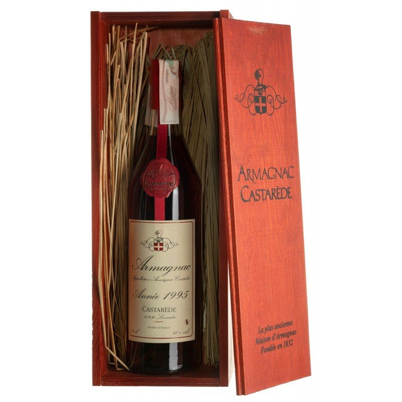 Арманьяк 1995. Арманьяк Кастаред. Арманьяк "Monluc" Armagnac AOC, 1978, Wooden Box, 0.7 л. Monluc Armagnac 1995.