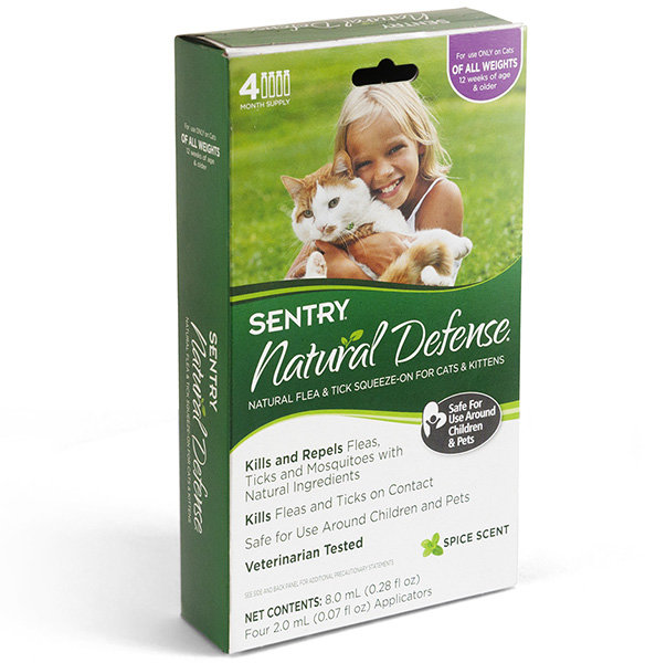 

Капли Sentry Natural Defense от блох и клещей для котов и котят всех пород, 2 мл