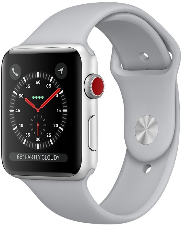Акція на Apple Watch Series 3 38mm GPS+LTE Silver Aluminum Case with Fog Sport Band (MQJN2, MTGG2) від Stylus