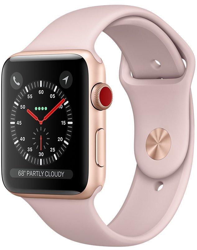 

Apple Watch Series 3 42mm GPS+LTE Gold Aluminum Case with Pink Sand Sport Band (MQK32)