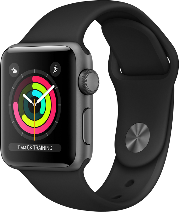 

Apple Watch Series 3 38mm Gps Space Gray Aluminum Case with Black Sport Band (MQKV2)