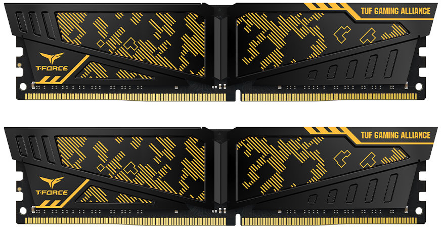 

Team 16 Gb (2x8GB) DDR4 3600 MHz Vulcan Tuf Gaming Black/Yellow (TLTYD416G3600HC19ADC01)