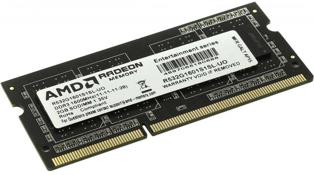 

Amd 2 Gb SO-DIMM DDR3L 1600 MHz Radeon R5 Entertainment (R532G1601S1SL-U)