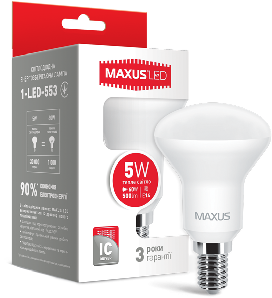 

Maxus R50 5W мягкий свет 220V E14 (1-LED-553)