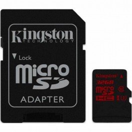 

Kingston 32GB microSDHC Class 10 UHS-I U3 V30 A1 + adapter (SDCR/32GB)