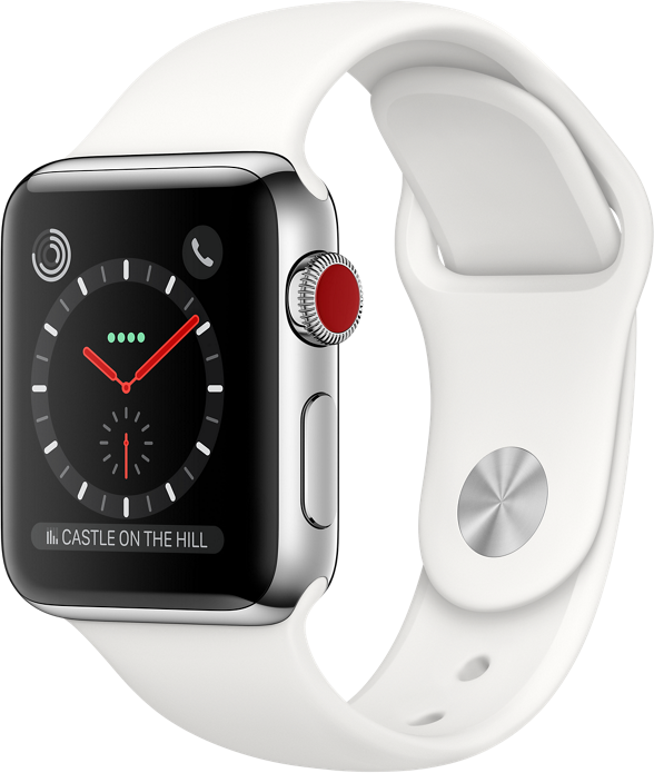 

Apple Watch Series 3 38mm GPS+LTE Stainless Steel Case with Soft White Sport Band (MQJV2)