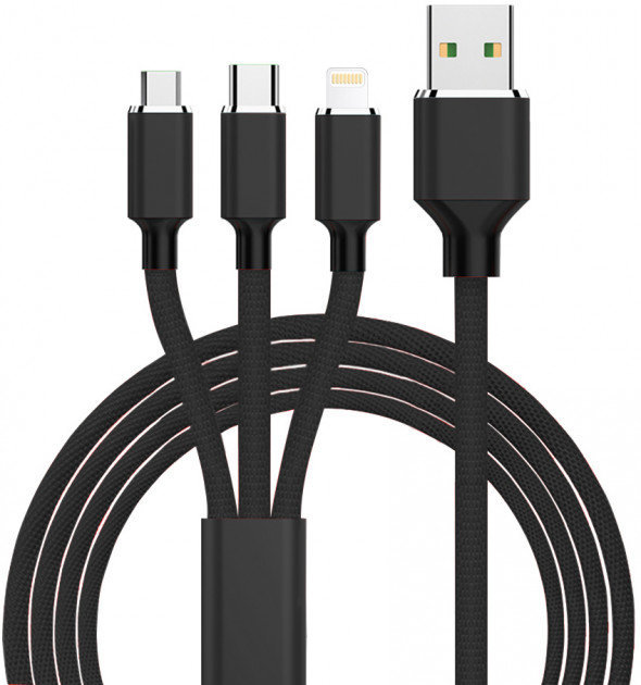 

Xoko Usb Cable to Lightning/microUSB/USB-C 1.2m Black (SC-330-BK)