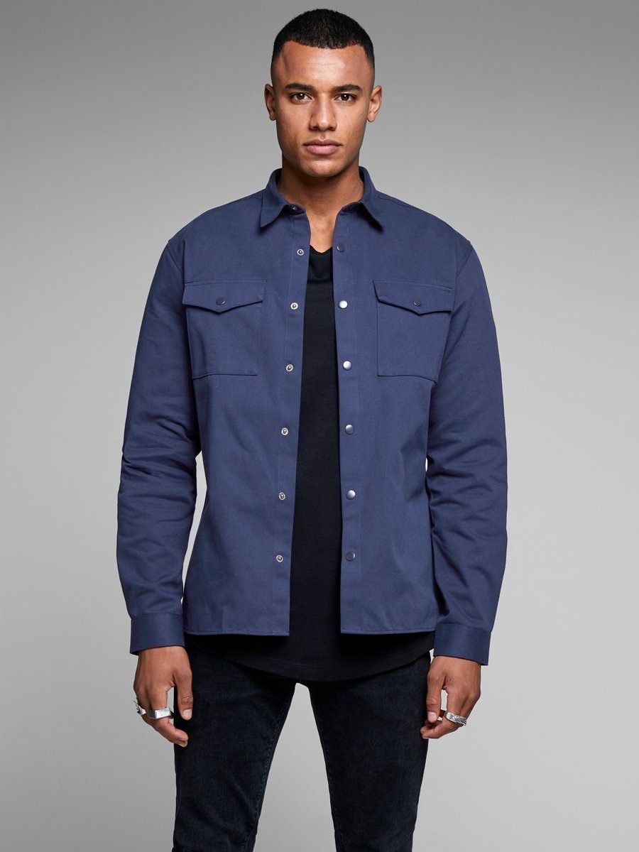 

Рубашка Jack & Jones 20694932 50 синяя с длинным рукавом