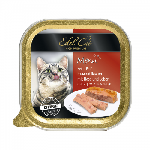 

Влажный корм Edel Cat Menu Нежный паштет с зайцем и печенью 100 g (4003024174036)