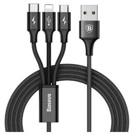 

Baseus Usb Cable to Lightning/microUSB/USB-C Rapid 1.2m Black (CAMLT-SU01)