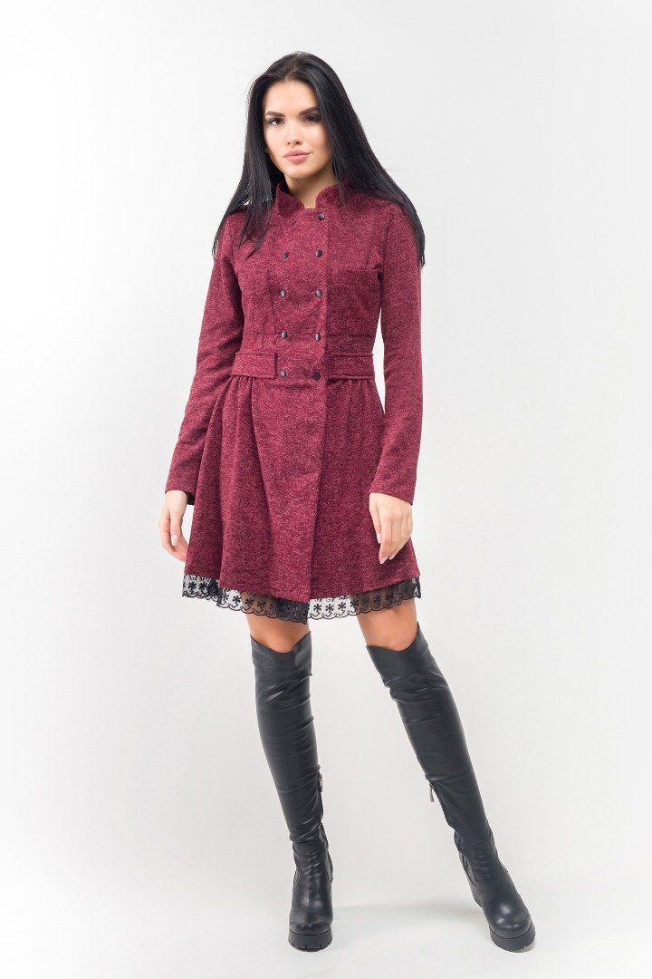

Платье FLFashion Селеста ЛПС 1581 50 бордовое повседневное до середины бедра