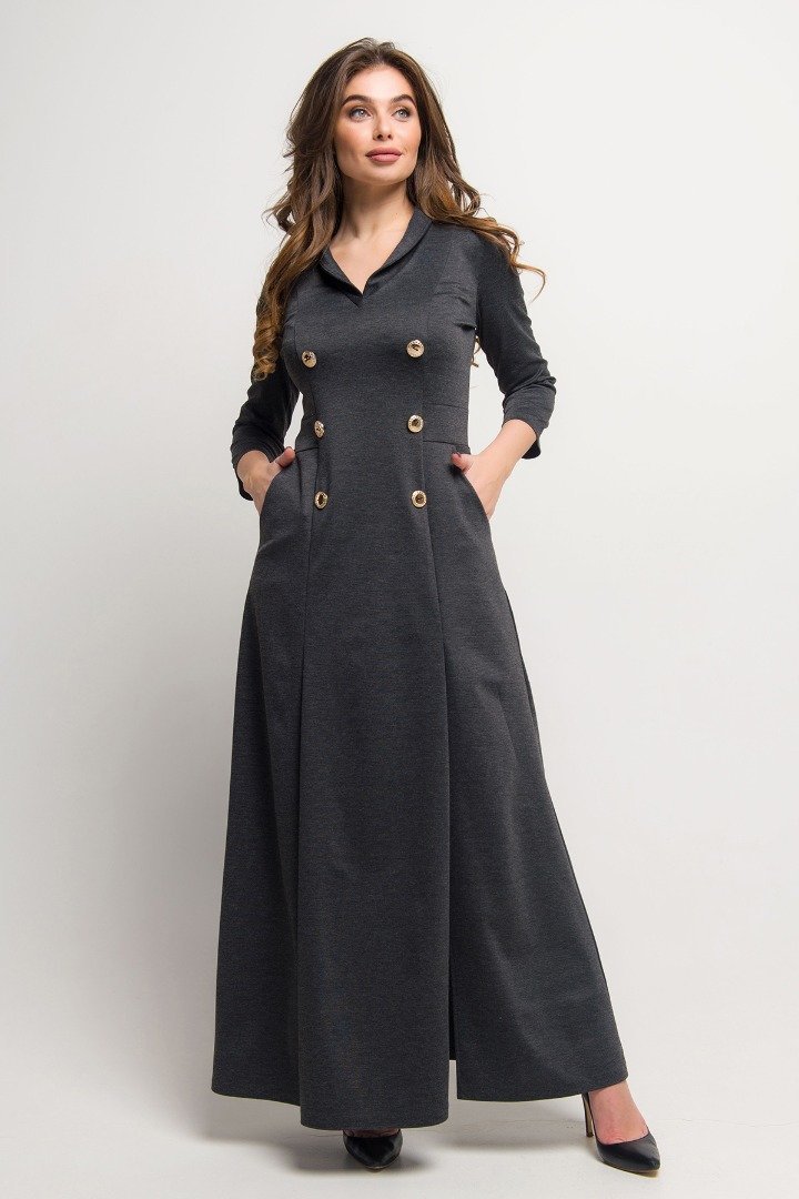 

Платье FLFashion Арчи МПА 1662 44 серое повседневное длинное макси
