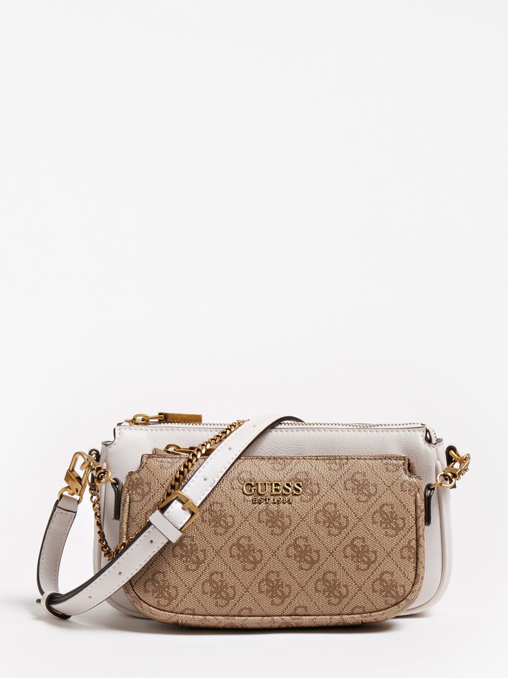 

Женская сумка кросс боди Guess Mika Double Pouch Crossbody коричневая (HWSB7967700-BRO)