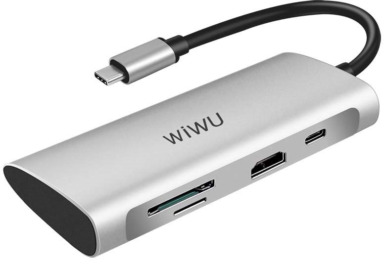 

Wiwu Adapter Alpha 731HP USB-C to 3xUSB3.0+HDMI+USB-C+SD+TF Card Silver (695781551260)