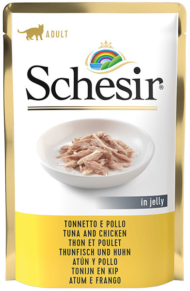 

Влажный корм для котов Schesir Tuna and Chicken тунец с куриным филе в желе 85 г