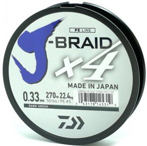 

Шнур Daiwa J-Braid X4E 0.33mm-270m Dark Green (12741-133)