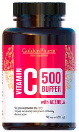 

Голден-Фарм Vitamin C Bufer With Acerola Витамин С Буфер с Ацеролой 500 мг 90 капсул