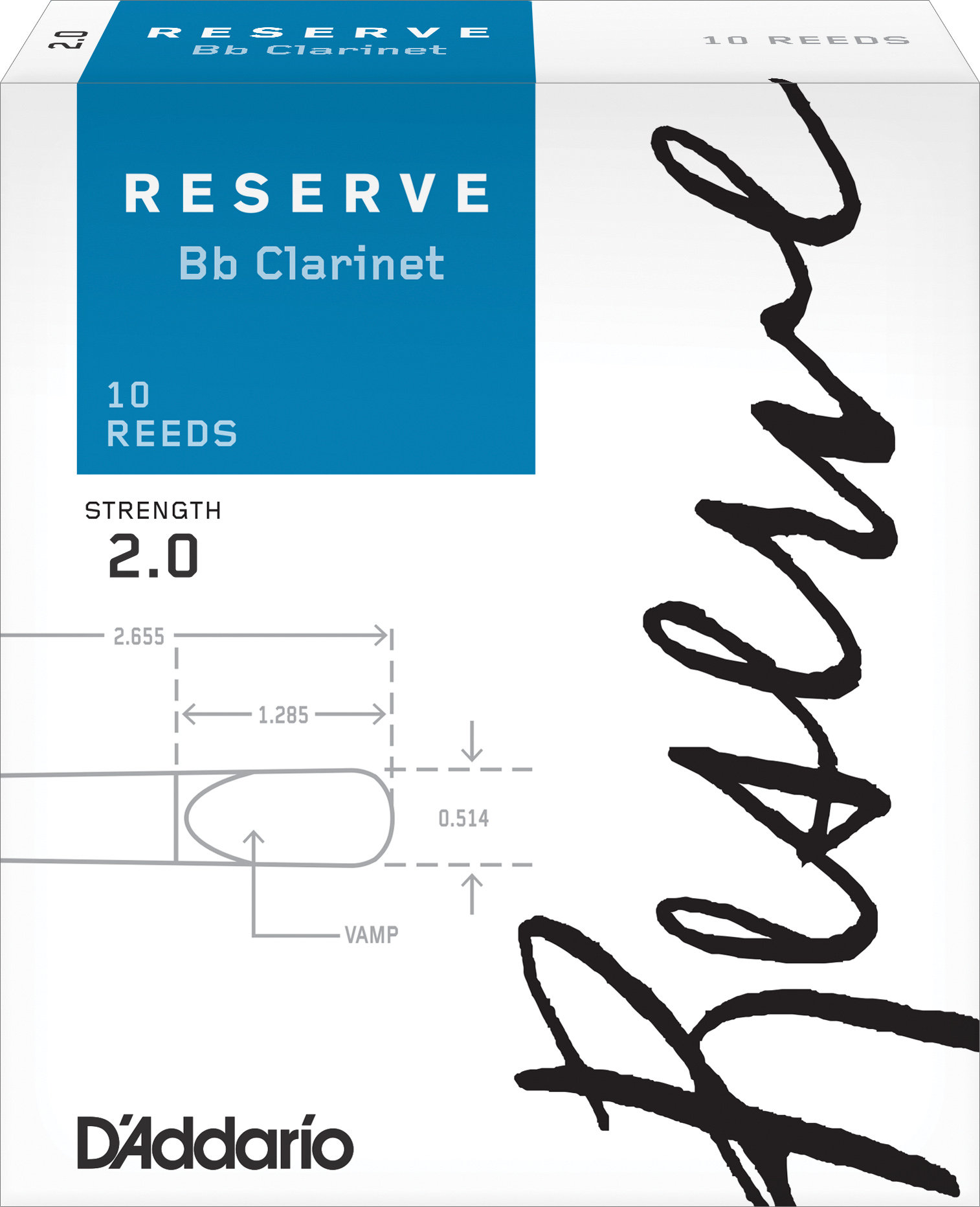 

Трости для кларнета D`ADDARIO DCR1020 Reserve Bb Clarinet #2.0 - 10 Box