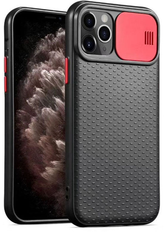 

Tpu Case Textured Point Camshield Black/Red for iPhone 11 Pro Max