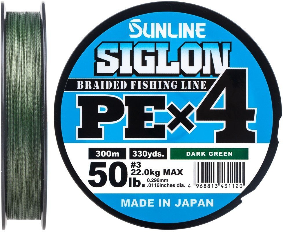 

Шнур Sunline Siglon Pe х4 300м, #3.0/0.296мм, 50lb/22.0кг, темно-зеленый (1658.09.52)