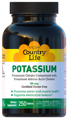 

Country Life Potassium 99 mg Калий 250 таблеток