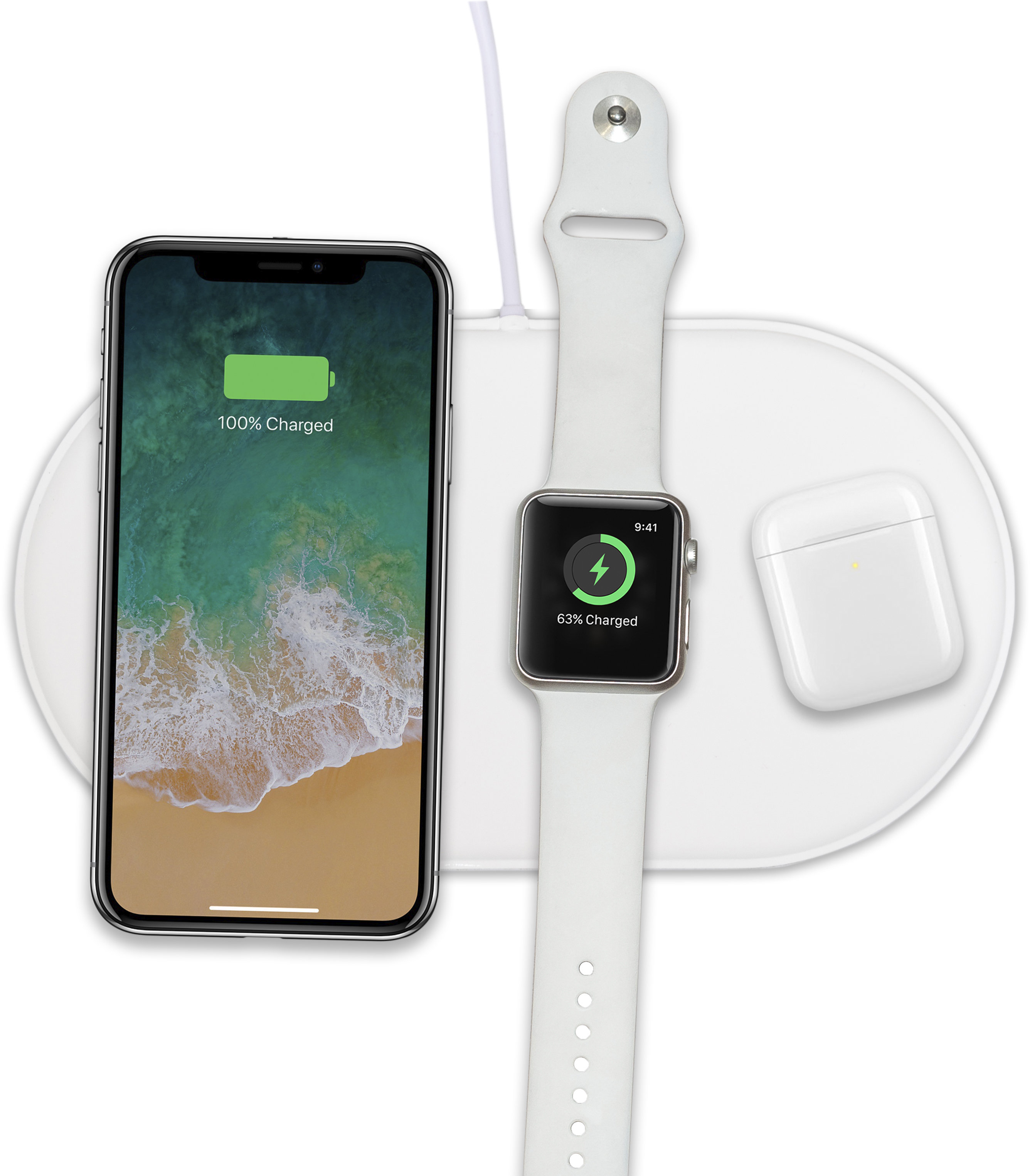 

Qitech AirPower Apple Watch Qi fast Wireless Charging White