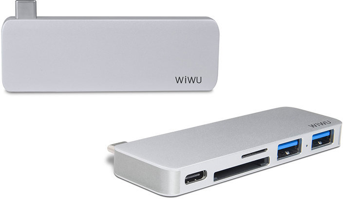 Акція на Wiwu Adapter T6 USB-C to USB-C+SD+2xUSB3.0 Hub Silver (TCH6SL) від Stylus