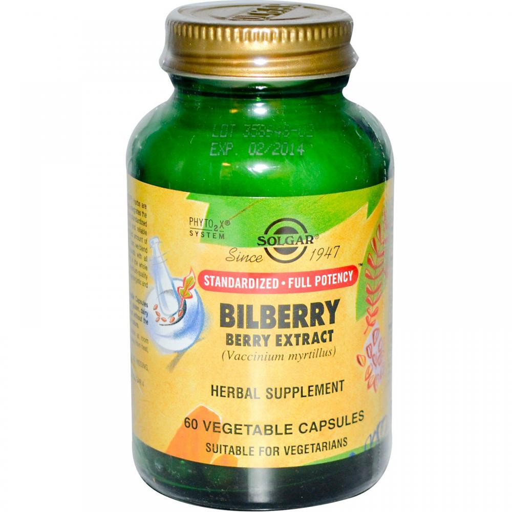 

Solgar Bilberry Berry Extract Standardized Full Potency 60 caps Экстракт черники