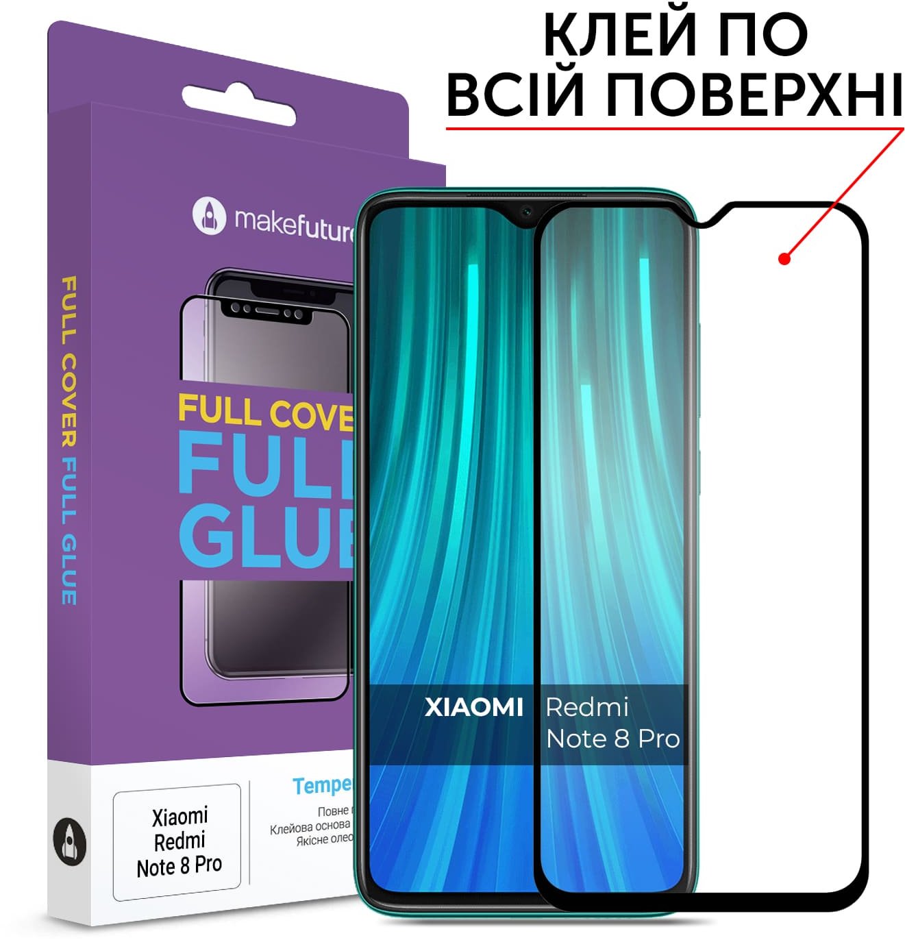 

MakeFuture Tempered Glass Full Cover Glue Black (MGF-XRN8P) for Xiaomi Redmi Note 8 Pro