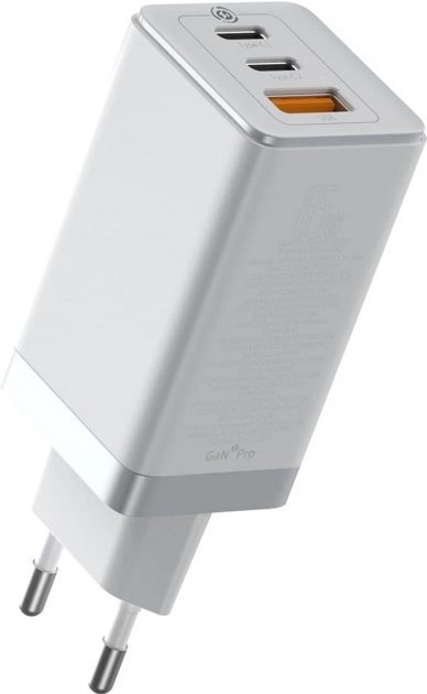 

Baseus USB-C Wall Charger GaN2 2xUSB-C+USB 65W White with USB-C Cable (CCGAN2P-B02)