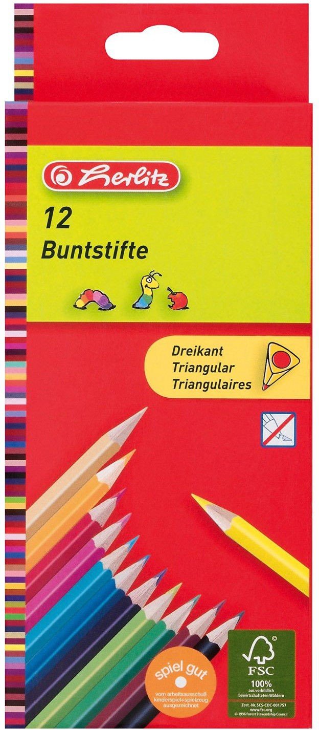 

Карандаши цветные Herlitz Triangular 12 цветов трехгранные