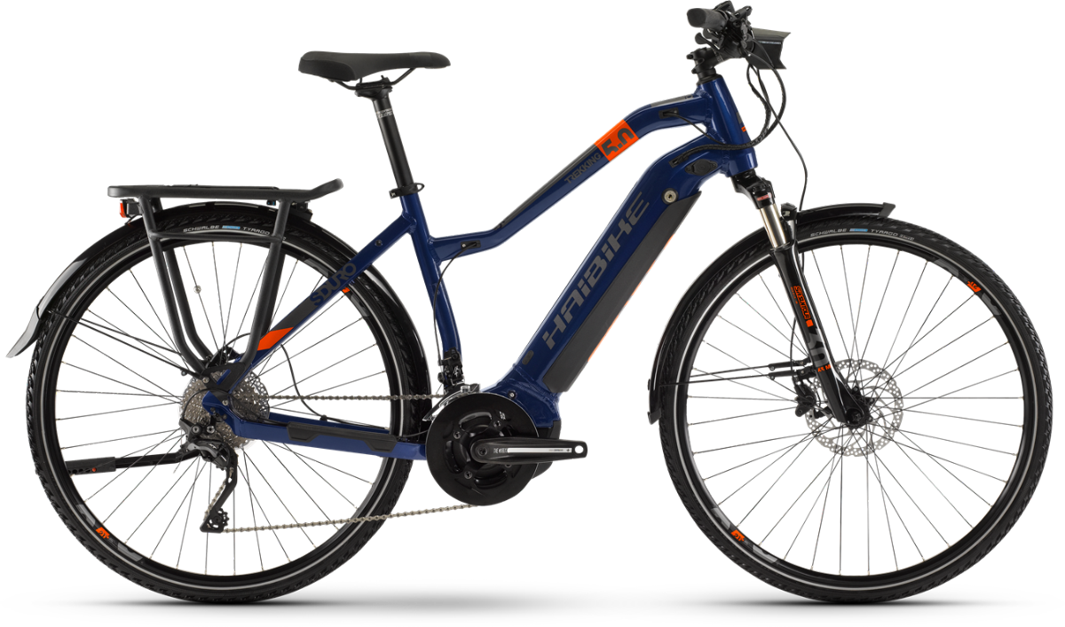 

Электровелосипед Haibike Sduro Trekking 5.0 men i500Wh 20 s. Xt 28", рама XL, сине-оранжево-серый, 2020