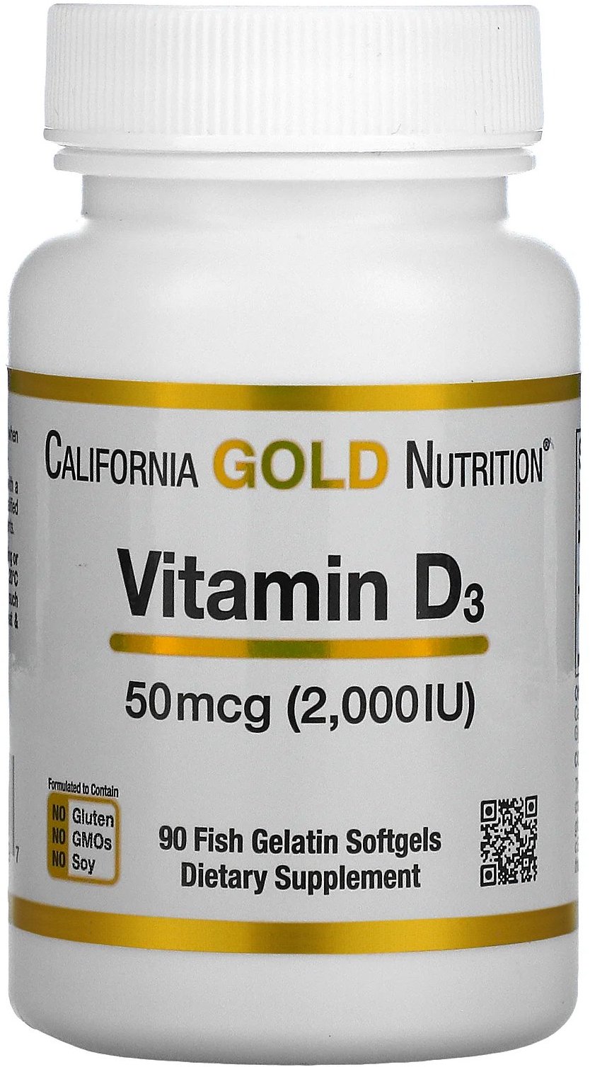 

California Gold Nutrition Vitamin D3 50 mcg Витамин Д3 90 рыбных капсул