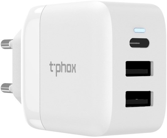 

T-PHOX Wall Charger USB-C and 2xUSB3.0 24W Classic White (Classic White)