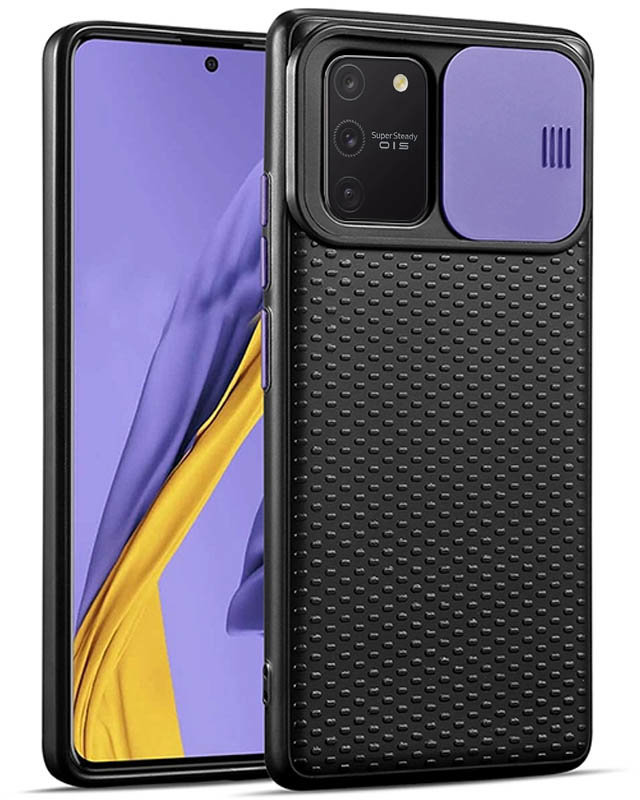 

Tpu Case Textured Point Camshield Black/Purple for Samsung G770 Galaxy S10 Lite