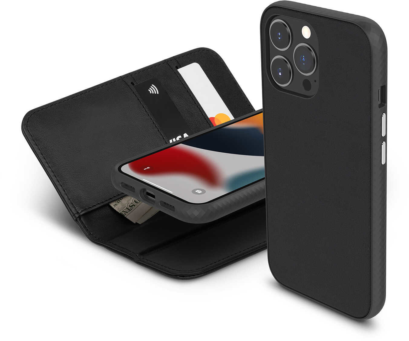 

Moshi Overture Case with Detachable Magnetic Wallet Jet Black (99MO133013) for iPhone 13 Pro