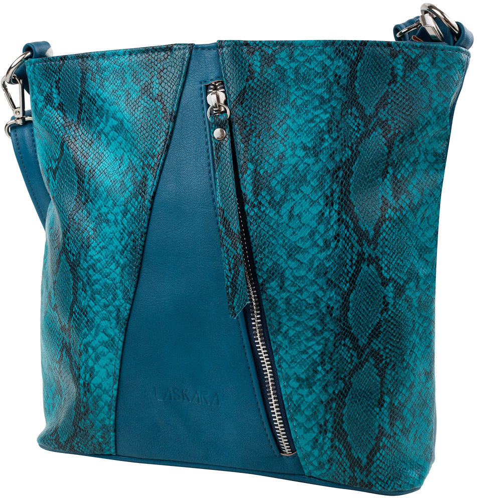 

Женская сумка-мешок Laskara бирюзовая (LK-10253-turquoise-snake)