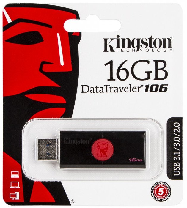 

Kingston 16GB DataTraveler 106 Usb 3.0 Black/Red (DT106/16GB)