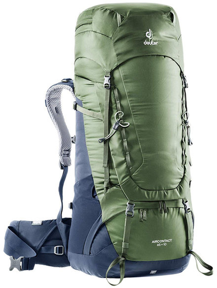 

Рюкзак Deuter Aircontact 65 + 10 цвет 2325 khaki-navy (3320519 2325)