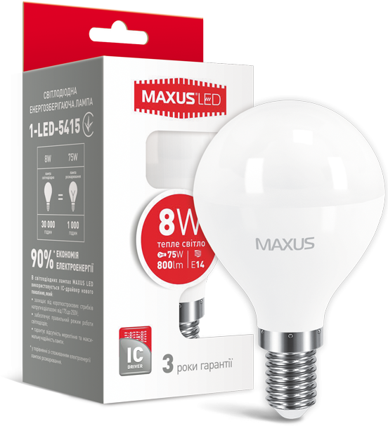

Maxus G45 F 8W 3000K 220V E14 (1-LED-5415)