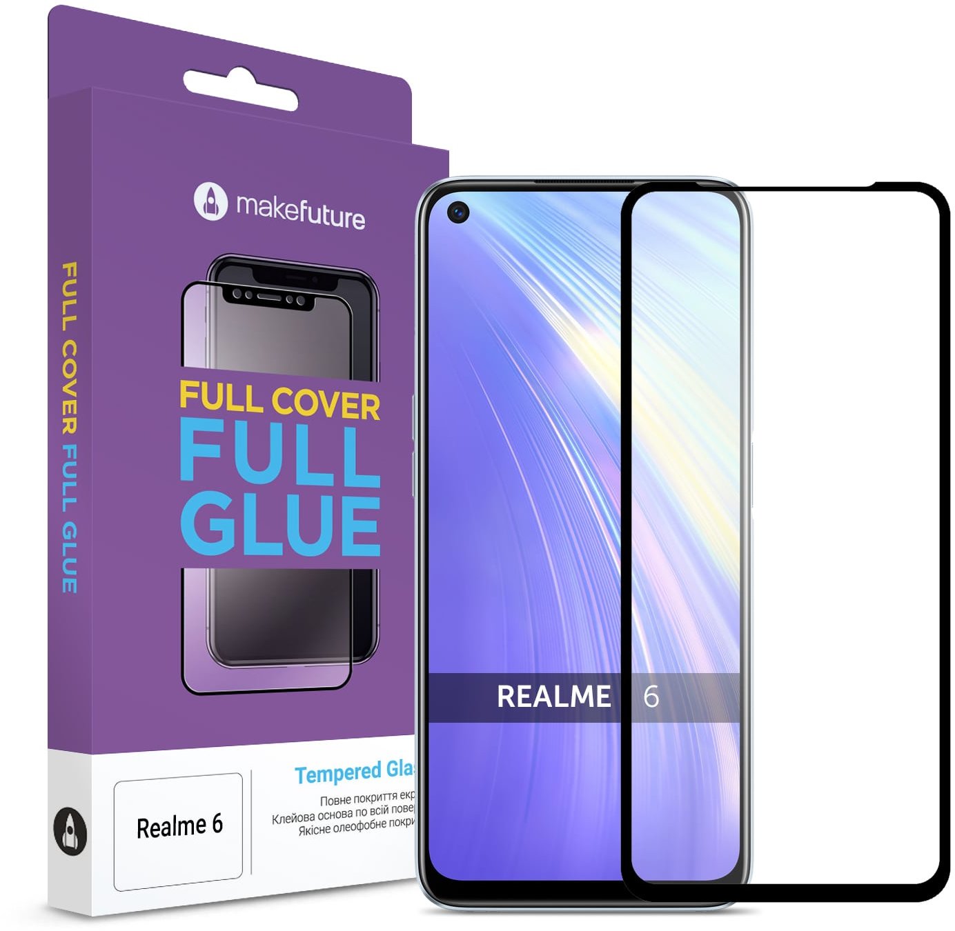 

MakeFuture Tempered Glass Full Cover Glue Black (MGF-R6) for Realme 6