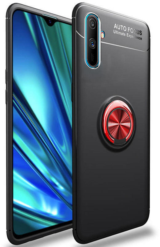 

Tpu Case Tpu Pc Deen ColorRing Magnetic Holder Black/Red for Realme C3 (dual camera)