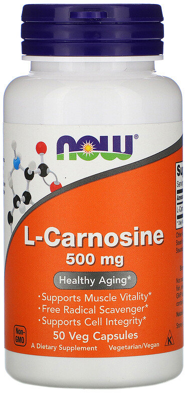 

Now Foods L-Carnosine, 500 mg, 50 Veg Capsules (NOW-00078)