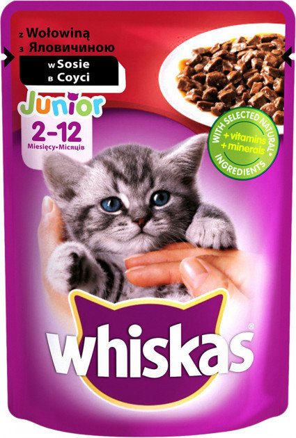 

Влажный корм для котят Whiskas с говядиной в соусе 100 г (5900951253607)