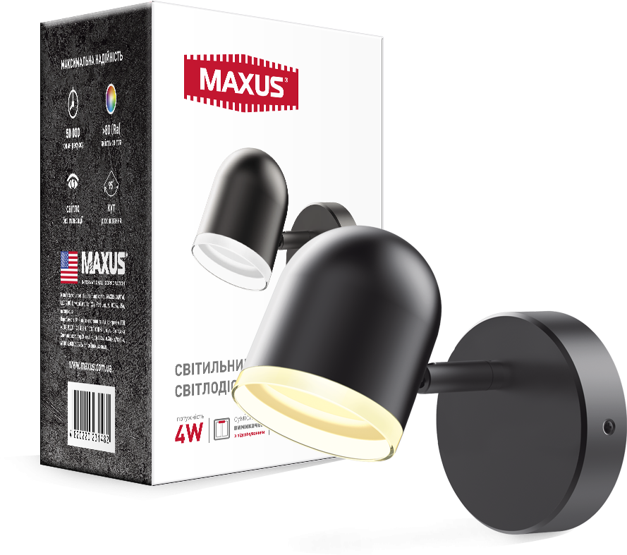 

Светодиодный светильник Maxus MSL-01C 4W 4100K черный (1-MSL-10441-CB)