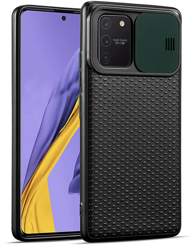 

Tpu Case Textured Point Camshield Black/Dark green for Samsung G770 Galaxy S10 Lite