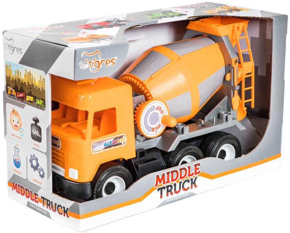 

Бетономешалка Tigres Middle truck с подвижными деталями Оранжевая (39311)