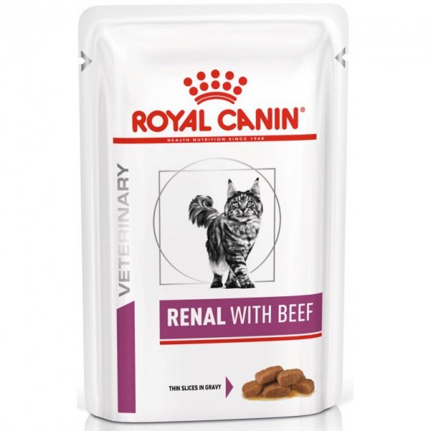 

Влажный корм для котов Royal Canin Renal Feline Beef Pouches при почечной недостаточности со вкусом говядины 85 г (40310019)