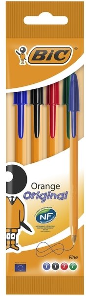 

Набор шариковых ручек 4 шт Bic Orange Разноцветный, пишущий узел 0,8мм, толщина линии письма 0.36мм (3086121601231)